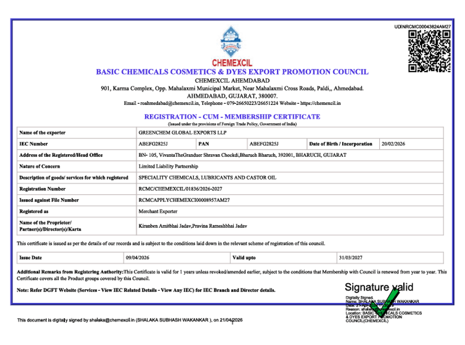 CHEMEXCIL Member – Merchant Exporter